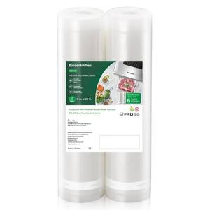 lot 6425 image: Bonsenkitchen Vacuum Food Sealer Rolls Bags, 2 Packs 8 in x 20 ft, BPA Free, Durable Commercial Customized Size Bags for Storage and Sous Vide Cooking,VB3206