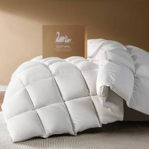 lot 7985 image: Gehtmnl Goose Down Fiber Comforter King Size �� All Season Naturally Breathable Down Comforters, Luxury Hotel Collection Duvet Insert with 8 Corner Tabs, Cotton Fabric & Baffle Box (White,65oz Fill)