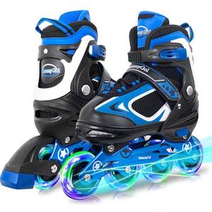 lot 11158 image: MammyGol Inline Skates for Kids Boys Girls with Light up Wheels,Flashing Beginner Roller Skates Blades Toddler and Girls Ages 8-12 Size 5 6 7 8