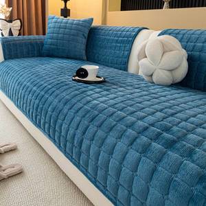 lot 11567 image: MDSASFD Velvet Couch Cover, Plush Sectional Sofa Cover Washable, Anti Slip Sofa Slipcover for 2-3 Cushion Sofas, Furniture Protector Covers for Pets & Kids(1PC, Black, 35.4�63, Loveseat)