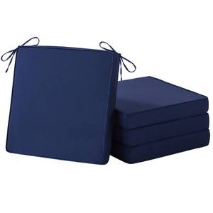 lot 11574 image: IASEAHK Patio Chair Cushions, 18.5 x 16 x 3 Outdoor Chair Cushions Set of 4, Waterproof Outdoor Cushions for Patio Furniture, Outdoors Seat Cushions Set of 4 with Handle and Ties, Navy Blue