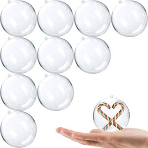 lot 12098 image: Jishi 10pk Clear Plastic Christmas Ornaments for Crafts Fillable DIY Christmas Ornaments Balls 60mm Acrylic Ornaments for Christmas Tree Decorations, Hanging Christmas Decorations Home Decor Supplies