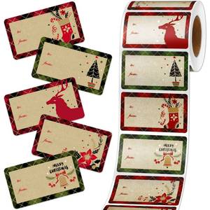 lot 12100 image: Outus 500 Pieces Christmas Tags Self Adhesive Gift Tags for Xmas Presents Christmas Name Labels Stickers for Wrapping Paper Festival Birthday Holiday Decor(Vintage Style,2.95 x 1.6 Inch)