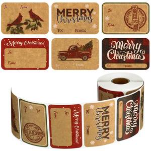 lot 12101 image: Zonon 400 Pcs Christmas Gift Tag Adhesive Stickers Kraft Present Tags 6 Styles Christmas Name Stickers Rectangular Xmas Tag Decorations for Cups Bottles Boxes School Office Supplies