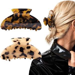 lot 12106 image: 2PCS Hair Claw Banana Clips tortoise Barrettes Celluloid French Design Barrettes celluloid Leopard print Large Fashion Accessories for Women Girls