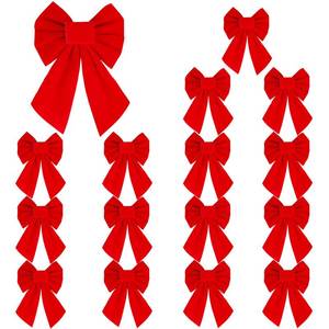 lot 12113 image: KIMOBER 16PCS Small Red Velvet Christmas Bows,5 X 7 Inches Christmas Wreath Bows for Xmas Tree Garland Party Decoration