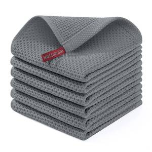 lot 12117 image: Homaxy 100% Cotton Waffle Weave Kitchen Dish Cloths, Ultra Soft Absorbent Quick Drying Dish Towels, 12 x 12 Inches, 6-Pack, Grey
