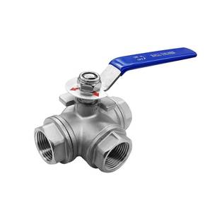 lot 12122 image: Beduan 3 Way Ball Valve Stainless Steel 304 T Mounting Pad Female Type for Water Oil Fuel and Gas with Vinyl Locking Handle (12 Inch NPT)