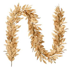 lot 13694 image: Jutom 15 Ft Gold Christmas Bay Leaf Garland Decoration Gold Bayleaf Garland for Christmas Fireplace Front Door Stairs Decoration Xmas Holiday Winter Engagement Birthday Wedding Supplies