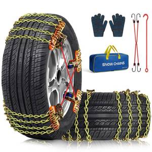 lot 13703 image: Snow Tire Chains for Car SUV Pickup Trucks, Universal Car Snow Chains, Snow Traction for Tires, Fit for Tire Width 195 205 215 220 225 235 240 245 255 265
