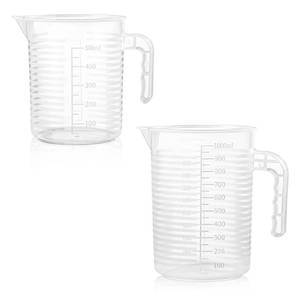 lot 14436 image: AskBed 2 Pack Measuring Cup Set, Includes 500Ml and 1000Ml Plastic Liquid Measuring Cups- Baking, Cooking, Mixing & Measuring Cups, Microwave and Dishwasher Safe Essential Kitchen Tools