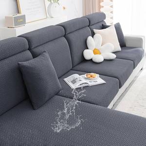 lot 14437 image: Smiry Waterproof Couch Cushion Covers for Sofa, Stretch Jacquard Seat Cushion Covers Washable, Sectional Sofa Slipcover Elastic Furniture Protector for Pets, Kid (3PC, Grey)
