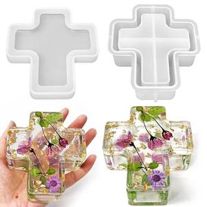 lot 14442 image: RESINWORLD Cross Box Silicone Mold, Jar Storage Silicone Mold for Resin, Clay, Gypsum Casting