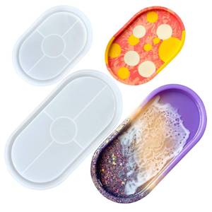 lot 14447 image: Midnadiy Oval Resin Tray Molds, 2 Pcs Durable Silicone Coaster Molds for Epoxy Resin Concrete Jesmonite Terrazo, Silicone Tray Molds for DIY Jewelry Trinket Tray, Rolling Tray for Decoration Gift