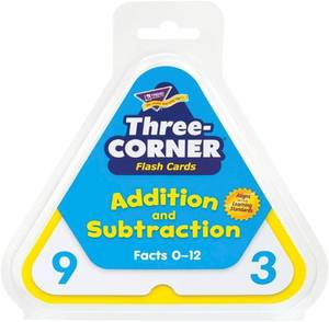 lot 14450 image: Trend Enterprises Three-Corner Addition and Subtraction Flash Cards, T1670, Interactive Self-Checking, Exciting Way for Everyone to Learn, 48 Two-Sided Cards Included, Ages 6 and Up