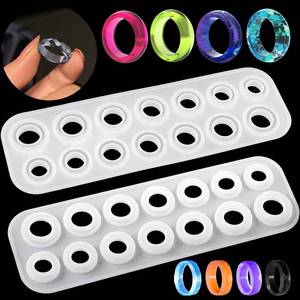 lot 14459 image: Resin Ring Molds Silicone, Silicone for Epoxy Resin, 14 Sizes with Round and Rhombic Faces Making Rings, Earrings, Pendants, Crafts Christmas Gifts