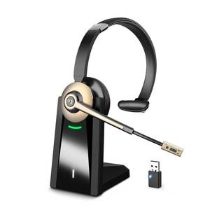 lot 14461 image: Earbay Bluetooth Headset with Microphone, Wireless Headset with Microphone Noise Cancelling & Charging Base, USB Dongle & Mute Button, Wireless Headset with Mic for WorkHomeComputer (Golden)