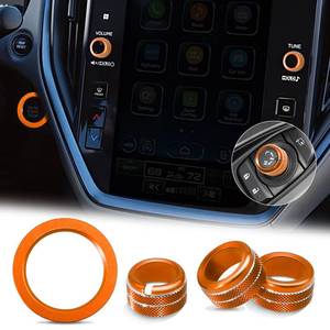 lot 14463 image: 4Pcs Knob Cover for Subaru Crosstrek Impreza 2024-2026 Accessories, 2025-2026 Forester, 20-25 Legacy Outback, 22-25 WRX 23-25 Ascent, Volume Tune Start Stop Button Ring Rear Mirror Knob Cover (Orange)