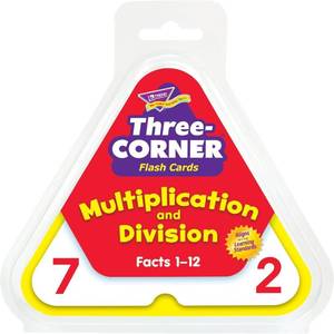 lot 14469 image: Trend Enterprises Three-Corner Multiplication and Division Flash Cards, Interactive Self-Checking Cards, Exciting Way for Everyone to Learn, 48 Two-Sided Cards Included, Ages 8 and Up