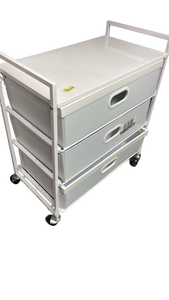 lot 15086 image: 3-Drawer Rolling Storage Cart missing some screws