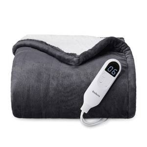lot 15104 image: Bedsure Heated Blanket Throw Blanket - Fast Heating Electric Blanket, Soft Flannel Heated Throw with 4 Time Settings, 6 Heating Settings, Warm Gifts for Grandma Grandpa (50x60 inches, Dark Grey)