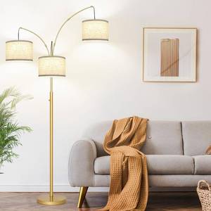 lot 15106 image: Nintiue Dimmable Floor Lamp - 3 Lights Gold Arc Floor Lamps for Living Room, 1000LM Modern Tall Standing Lamp with White Shades, Mid Century Tree Floor Lamp for Bedroom Office, 3 LED Bulbs Included