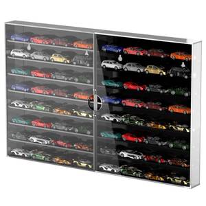 lot 15108 image: Car Display Case, 164 Scale Toy Cars Wheels Display Case, 2Pcs Acrylic Toy Car Storage, Model Car Collectors Showcase, Wall Mount Display & Desktop Display Shelf, Black