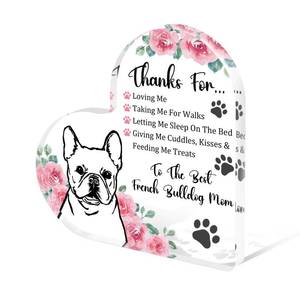 lot 16166 image: Tian Zhun French Bulldog Gifts for Women Thank You French Bulldog Mom Gifts for Women Dog Lover Rose Acrylic Heart Plaques Appreciation Gift for Mothers Day Christmas Birthday