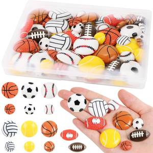 lot 16174 image: 70 Pcs Tiny Resin Sports Ball Embellishment, Flatback Sports Balls Decorations with Box, Tiny Resin Basketball Baseball Volleyball Football Soccer Tennis Beads for DIY Craft Scrapbooking Party Decors