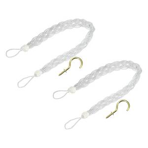 lot 16177 image: uxcell 2Pcs Curtain Tiebacks, 58cm23 Braided Drapery Holdback Holder Decorative Rope Tie Back, Silver