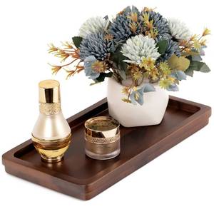 lot 16182 image: Bathroom Vanity Tray 11.8x5.9in of Acacia Wood - Elegant Organizer for Cosmetics, Jewelry, Perfume, Candle, Key - Premium Wood Tray for Bathroom, Kitchen, Countertop, Toilet Tank, Sink (Dark Brown)