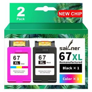 lot 16198 image: SAILNER 67XL HP Printer Ink, Replacement for HP Ink 67 for HP 67 Ink cartridges BlackColor Combo Pack, Compatible with DeskJet 2755e 2855e 2700e 4155e 2734e 2827e 4100e Envy 6055 6455e Printer 67XL