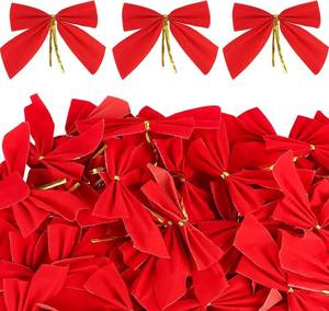 lot 16199 image: FOIMAS Small Christmas Velvet Bows,50pcs Red Christmas Craft Bows with Ties Christmas Tree Bows for DIY Christmas Craft Wreath Home Decoration Gift Wrapping