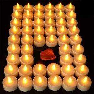 lot 16205 image: Pandaing Lasts 2X Longer Flameless Tealight Candles 50 Pack, Batteries Included, Realistic Tea Lights Candles, Flickering Bright Tealights, Battery Operated Unscented Candles