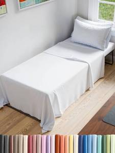 lot 16222 image: Cot Sheet Set 30�� x 75�� �� Easy-Fit Cot Size Mattress Sheets �� Ideal for Narrow Twin, Camper Bunk, RVs, Twin Bunks, Day Care and Camping Cots - Cot Size Fitted Sheet fits 6�� to 10�� Mattresses �� White