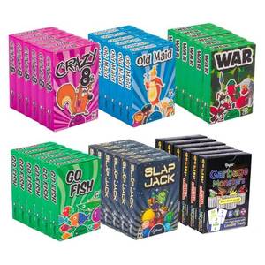 lot 16235 image: Regal Games Card Games for Kids - Go Fish, Crazy 8s, Old Maid, Slap Jack, Garbage Monsters, War - Simple & Fun Classic Family Table Game Sets (6 x 6)