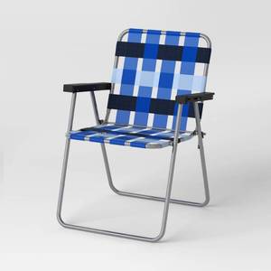 lot 19572 image: Webstrap Folding Patio Chair Blue - Room Essentials��