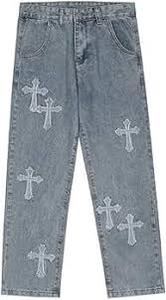 lot 2232 image: Ladies denim blue jeans with cross symbols on the back size 30