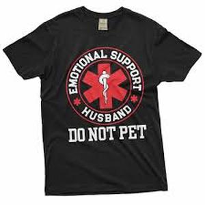 lot 2240 image: Mens emotional support husband t-shirt black size 2 XL
