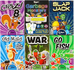 lot 12137 image: Regal Games Card Games for Kids - Go Fish, Crazy 8s, Old Maid, Slap Jack, Garbage Monsters, War - Simple & Fun Classic Family Table Game Sets (6 x 6)