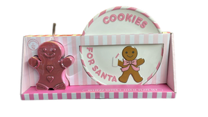 lot 1172 image: Gingerbread cookie plate for Santa with gingerbread water bottle