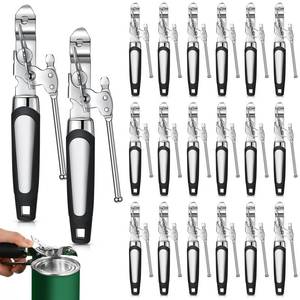 lot 1190 image: Gisafai 20 Pcs Can Opener Manual Bulk Smooth Edge with Sharp Blade and Soft Non Slip Grip Handle Heavy Duty Handheld Safety Can Opener, Black and Silver