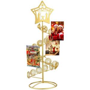lot 1194 image: Cinnvoice Metal Christmas Card Holder 19.6 Spiral Xmas Tree Gift Card Photo Picture Holder Stand with Nativity Star Topper Tabletop Display Decorative for Christmas Holiday Decor(Gold,Elegant Style)