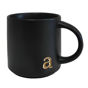 lot 1199 image: COLLECTIVE HOME - Black Monogram Ceramic Mugs, 15 oz Golden Initial Coffee Cups, Elegant Alphabet Tea Mugs, Personalized Halloween Mug with Gift Box, Perfect for Office and Home D�cor (a)