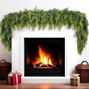 lot 1206 image: 9 FT Christmas Garland, Cedar Garland - Realistic Artificial Christmas Garlands for Indoor and Outdoor Decor,Fireplace,Mantle,Doorway,Wreath-Green Faux Pine Garland for Christmas Decorations (2, 9 FT)