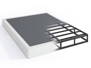 lot 1220 image: QEROMY 7 Inch Low Profile Box Spring, Sturdy Metal Frame Mattress Foundation, Easy Assembly, Quiet & Noise-Free, Queen Size