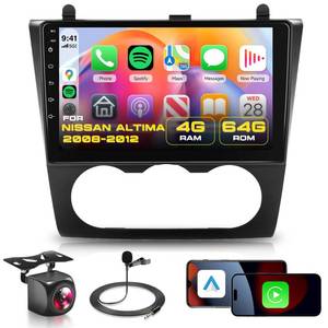 lot 3554 image: 4G64G Car Radio for Nissan Altima 2008-2012 with Wireless CarPlay Android Auto,9 NCH IPS Touch Screen Android 13 GPS WiFi Bluetooth DSP Audio HD Backup Camera (Manual AC)
