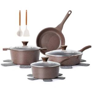 lot 3558 image: SENSARTE Nonstick Cookware Set 13-Piece, Healthy Pots and Pans Set Kitchen Cooking Set with Stay-Cool Handles, Silicone Utensils and Pot Protectors, PFOA Free