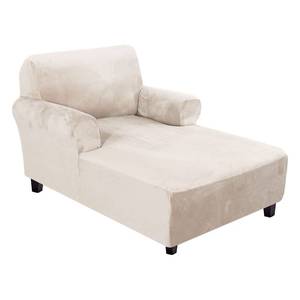lot 3563 image: H.VERSAILTEX Velvet Chaise Lounge Cover - High Stretch Chaise Chair Cover for Living Room Soft Slipcovers with Arms - Luxury Velvet Dog Covers, Machine Washable, Ivory