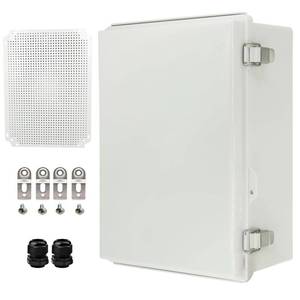 lot 3582 image: YETLEBOX Waterproof Electrical Box Junction Box Weatherproof IP67 ABS Plastic Enclosure Switch Router Project Box Electronics DIY Enclosure with Mounting Plate and Wall Bracket Grey 16.1x12.2x7.1